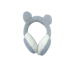 Серый Шерстяная детская регулируемая повязка на голову, зимние наушники на открытом воздухе с медвежьими ушками, серые, 110 мм
