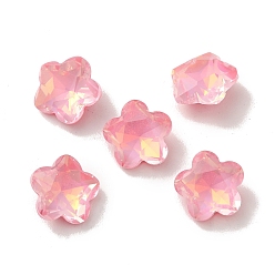 Rose Mocha Style K9 Glass Rhinestone Cabochons, Pointed Back & Back Plated, Faceted, Plum Blossom, Rose, 10x5mm