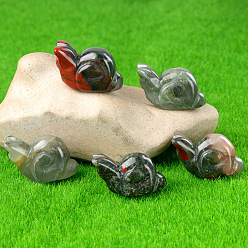 Bloodstone Natural Africa Bloodstone Carved Healing Snail Figurines, Reiki Energy Stone Display Decorations, 18x24~28x14mm