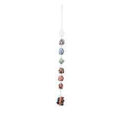 Blanc 7 décorations suspendues de pierres précieuses de chakra, yoga méditation suspendu pour mur décor à la maison fenêtre de voiture ornement suspendu, blanc, 320~330mm