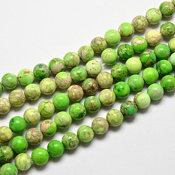 Citron Vert Brins de perles de jaspe impérial naturel, ronde, teint, lime, 8mm, Trou: 1mm, Environ 48 pcs/chapelet, 15.7 pouce