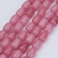 Rouge Violet Pâle Perles de pierres précieuses en forme de baril rhodochrosite naturel de pierre brins, teint, rouge violet pâle, 15x10mm, Trou: 1mm, Environ 25 pcs/chapelet, 15.3 pouce