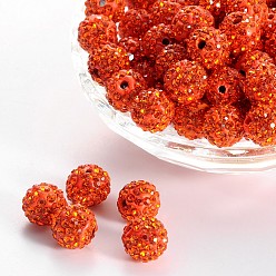 Jacinthe Perles de boule pave disco , Perles de strass d'argile polymère , ronde, jacinthe, pp 13 (1.9~2 mm), 6 rangées de strass, 10 mm, Trou: 1.5mm
