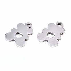 Stainless Steel Color 201 Stainless Steel Charms, Laser Cut Pendants, Bear with Heart, Stainless Steel Color, 12.5x9x1mm, Hole: 1.2mm