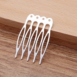Silver Iron Hair Comb Findings, with Loops, Silver, 40x27x0.8mm