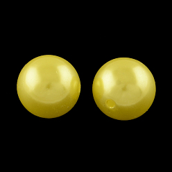 Jaune Perles rondes en plastique imitation abs, jaune, 20mm, trou: 2 mm, environ 120 pcs / 500 g