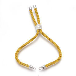 Or Fabrication de bracelet de cordon de coton, avec les accessoires en laiton, plat et circulaire avec arbre de vie, or, 8-5/8 pouce (22 cm), Trou: 2mm