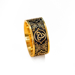 Oro Anillos de dedo con nudo trinitario/triquetra esmaltado de acero inoxidable, anillo Claddagh, dorado, diámetro interior: 20 mm