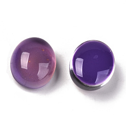 Фиолетовый Кабошоны из стекла, кабошоны изменяющие цвет настроения, овальные, фиолетовые, 12x10x6.5 мм