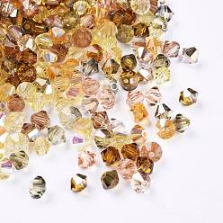 Verge D'or Perles de verre tchèques, facette, Toupie, verge d'or, 4x3.5~4mm, Trou: 1mm, environ 720 pcs / sachet 