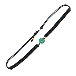 Jade Bracelet de perles tressées rondes en jade naturel, bracelet réglable noir, perle: 8 mm