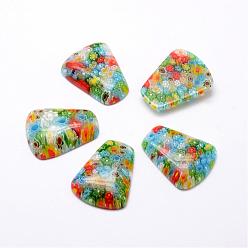 Mixed Color Handmade Millefiori Glass Cabochons, Trapezoid, Mixed Color, 32x25x7mm