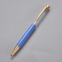 Dodger Blue Creative Empty Tube Ballpoint Pens, with Black Ink Pen Refill Inside, for DIY Glitter Epoxy Resin Crystal Ballpoint Pen Herbarium Pen Making, Golden, Dodger Blue, 140x10mm