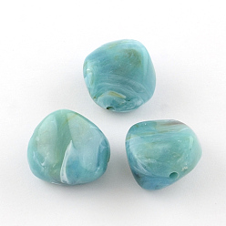 Turquoise Moyen Pépites perles acryliques imitation de pierres précieuses, turquoise moyen, 25x24x17mm, trou: 3 mm, environ 84 pcs / 500 g