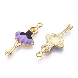 Средний Фиолетовый Подвески из сплава светлого золота с принтом, прелести балерины, средне фиолетовый, 29.5x13x2 мм, отверстие : 1.4 мм