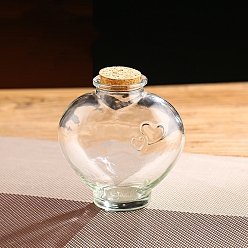 Clear Glass Bottle, Wishing Bottle, with Cork Stopper, Heart, Clear, 11.3x12.2cm, Capacity: 350ml(11.84fl. oz)