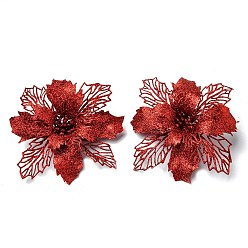 Red Plastic Glitter Artificial Flower, for Christmas Tree Decorations, Red, 160~165x160~165x40mm