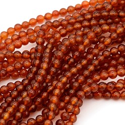Carnelian Gemstone Beads Strands, Natural Carnelian, Dyed, Round, 6mm, Hole: 0.8mm, about 62~65pcs/strand, 14.6~15.5 inch