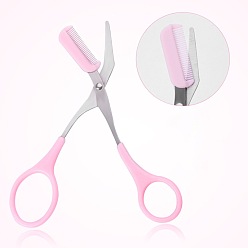 Pink Расческа из нержавейки, ножницами для бровей бровей, формирующий косметический инструмент для ухода за бровями, розовые, 12.5 см, расческа: 3 см, лезвие: 2.7 см