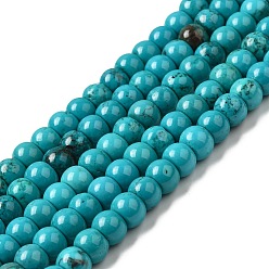 Turquoise Chapelets de perles howlite naturelles , teint, rondelle, turquoise, 8~8.5x6~6.5mm, Trou: 1.2mm, Environ 64 pcs/chapelet, 15.63~15.75'' (39.7~40 cm)