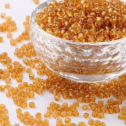 Goldenrod 6/0 Glass Seed Beads, Silver Lined Round Hole, Round, Goldenrod, 6/0, 4mm, Hole: 1.5mm, about 500pcs/50g, 50g/bag, 18bags/2pounds