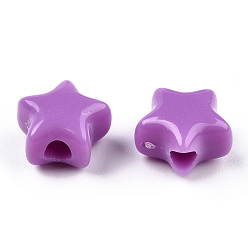Medium Orchid Opaque Acrylic Beads, Star, Medium Orchid, 9x9.5x5.5mm, Hole: 2.5mm, about 2050pcs/500g