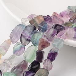 Fluorite Nuggets Natural Fluorite Bead Strands, 9~15x8~12x5~8mm, Hole: 1mm, about 15.7 inch