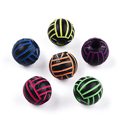 Mixed Color Opaque Black Acrylic European Beads, Large Hole Beads, Round, Mixed Color, 11x10.5mm, Hole: 4mmm, about 710pcs/500g