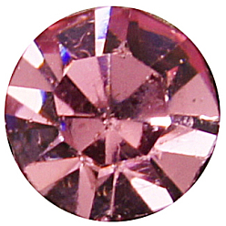 Rose Clair Perles Européennes en laiton strass, Perles avec un grand trou   , rondelle, couleur argent plaqué, rose clair, 12x10mm, Trou: 4mm