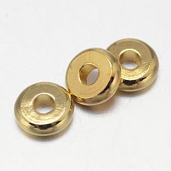 Golden Flat Round Brass Spacer Beads, Barrel Plating, Golden, 12x2.5mm, Hole: 2mm