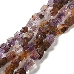 Lodolite Quartz Raw Rough Natural Purple Lodolite Quartz/Purple Phantom Quartz Beads Strands, Nuggets, 5.5~14x6.5~10x4.5~8mm, Hole: 1mm, about 44~46pcs/strand, 14.96''~16.14''(38~41cm)