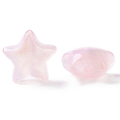 Pink Luminous Acrylic Beads, Glitter Beads, Glow in the Dark, Star, Pink, 14x15x8mm, Hole: 2mm, about 580pcs/500g