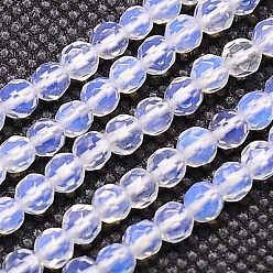 Opalite Opalite Beads Strands, Faceted, Round, Clear, 4mm, Hole: 1mm, about 90pcs/strand, 15.35 inch