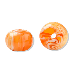 Orange Perles en résine, pierre d'imitation, plat rond, orange, 16x11mm, Trou: 2.1~2.3mm