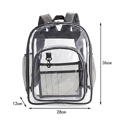 Gray Transparent PVC & Nylon Backpacks, for Women Girls, Gray, 36x28x12cm