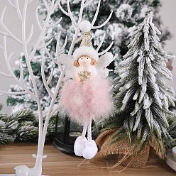 Pink Cloth Pendant Decorations, for Christmas Decorations, Angel with Feather Dress, Pink, 220x90mm