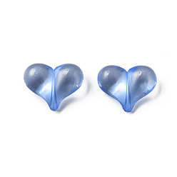 Bleu Bleuet Perles acryliques transparentes, cœur, bleuet, 17.5x22x10mm, Trou: 1.4mm, environ260 pcs / 500 g