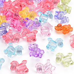 Mixed Color Transparent Acrylic Beads, Horse, Mixed Color, 17x17x8mm, Hole: 2mm, about 720pcs/500g