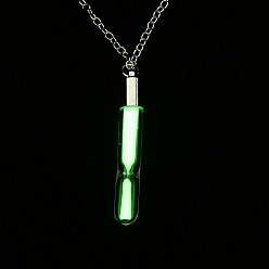 Citron Vert Colliers pendentif médaillon en alliage lumineux, brillent dans le noir, verre de sable, lime, 18.42 pouce (46.8 cm), pendentif: 38x7 mm