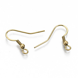 Golden 304 Stainless Steel French Earring Hooks, Flat Earring Hooks, Ear Wire, with Horizontal Loop, Cadmium Free & Nickel Free & Lead Free, Golden, 18~20x21mm, Hole: 2.5mm, 21 Gauge, Pin: 0.7mm