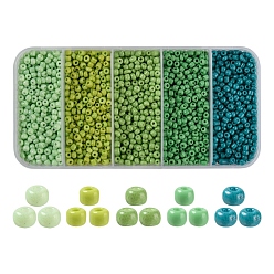 Green 1900Pcs 5 Colors Baking Paint Glass Seed Beads, 8/0, Green, 3~3.5mm, Hole: 1~1.2mm, 18g, about 380pcs/color