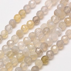 Botswana Agate Natural Botswana Agate Beads Strands, Faceted Round, 3mm, Hole: 0.8mm, about 121pcs/strand, 15 inch(38cm)