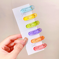 Rectangle 6прозрачные пластиковые заколки из кожи аллигатора карамельного цвета, модные детские аксессуары для волос для девочек, разноцветные, прямоугольник, 40 мм
