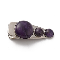 Amethyst Natural Amethyst Alligator Hair Clips, with Iron Finding, Cadmium Free & Lead Free, 26~27x59~61x14~16mm