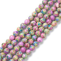 Deep Pink Assembled Natural & Dyed Magnesite Beads, Round, Deep Pink, 8mm, Hole: 1.2mm, about 49pcs/strand, 15.35 inch(39cm)