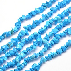 Light Sky Blue Synthetic Turquoise Chip Bead Strands, Dyed, Light Sky Blue, 5~8x5~8mm, Hole: 1mm, about 31.5 inch