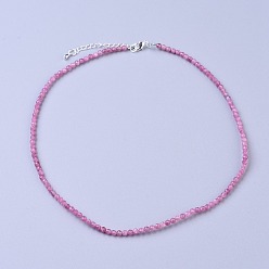 Tourmaline Colliers de perles de tourmaline naturelle, avec fermoirs mousquetons en laiton  , perles rondes à facettes, 16.5 pouces ~ 16.7 pouces (42~42.5 cm) x2 mm