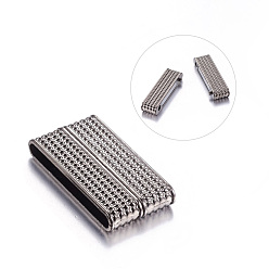 Gunmetal Alloy Magnetic Clasps with Glue-in Ends, Rectangle, Gunmetal, 37.5x19x7mm, Hole: 34x4mm