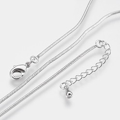 Platino Real Plateado Collares de cadena de serpiente de latón chapado de larga duración, con cierre de pinza, sin níquel, Platino verdadero plateado, 18.1 pulgada (46 cm), 1 mm
