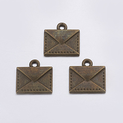 Bronze Antique Breloques en alliage de style tibétain, sans plomb et sans cadmium, charmes de messagerie, bronze antique, 15x14.5x2mm, Trou: 1.5mm
